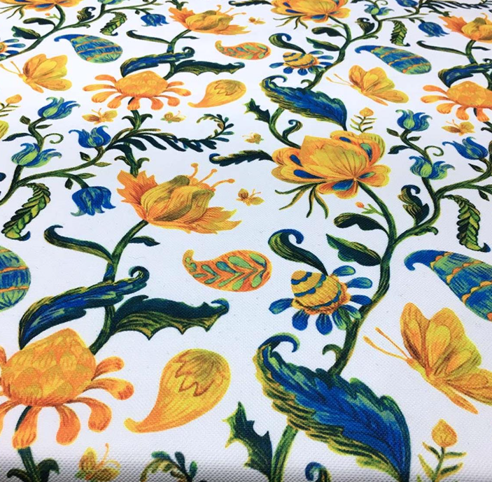 Gobelin Yellow Flower Patterned Fabric SCB-145 