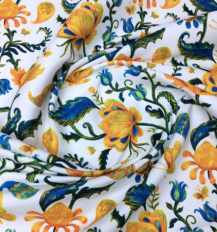 Gobelin Yellow Flower Patterned Fabric SCB-145 