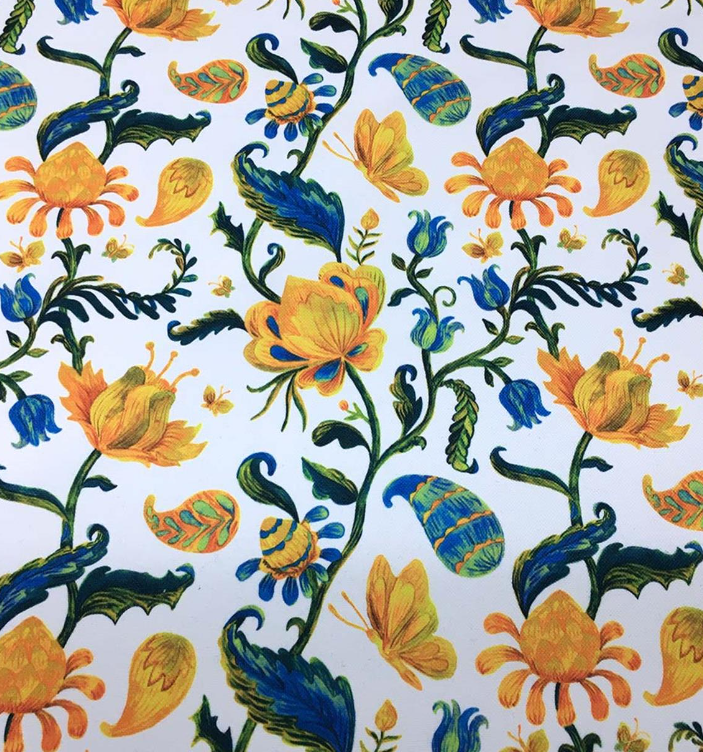 Gobelin Yellow Flower Patterned Fabric SCB-145 