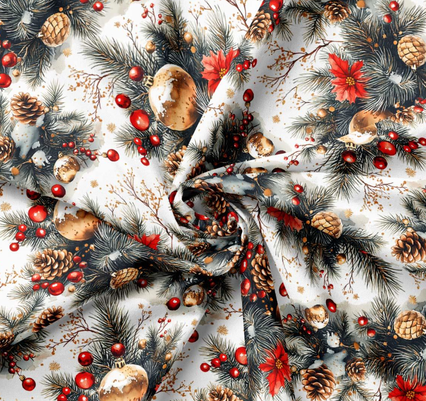 Golden Bauble Holiday Patterned Fabric SCB027 