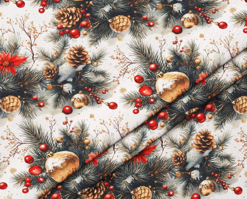 Golden Bauble Holiday Patterned Fabric SCB027 