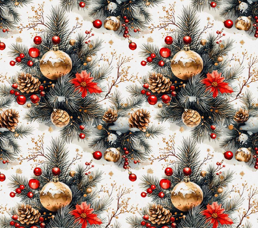 Golden Bauble Holiday Patterned Fabric SCB027 