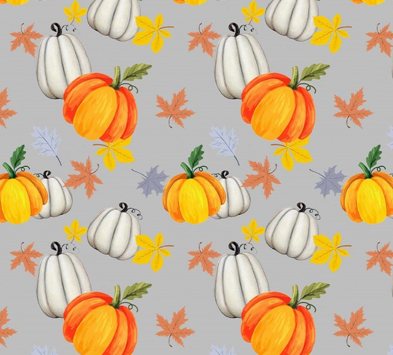 Gray Background Pumpkin Patterned Fabric SCB033 