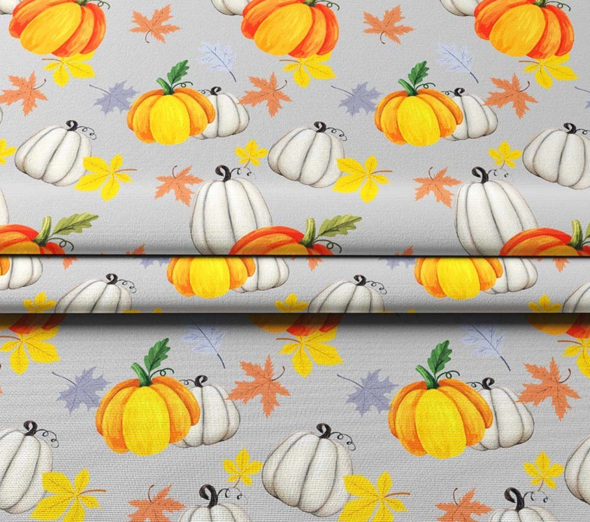 Gray Background Pumpkin Patterned Fabric SCB033 