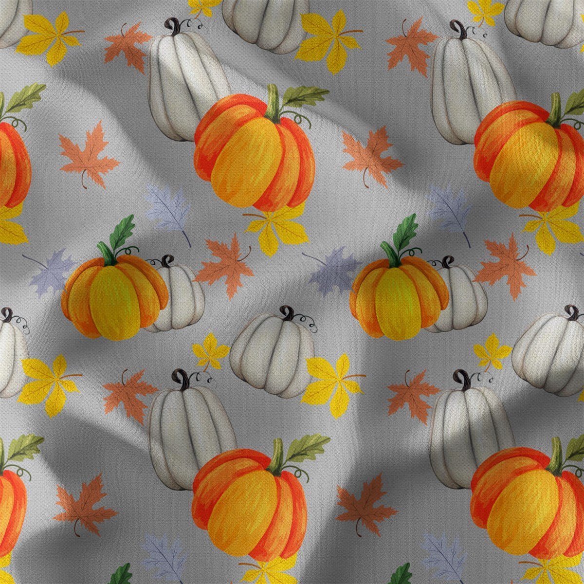 Gray Background Pumpkin Patterned Fabric SCB033 