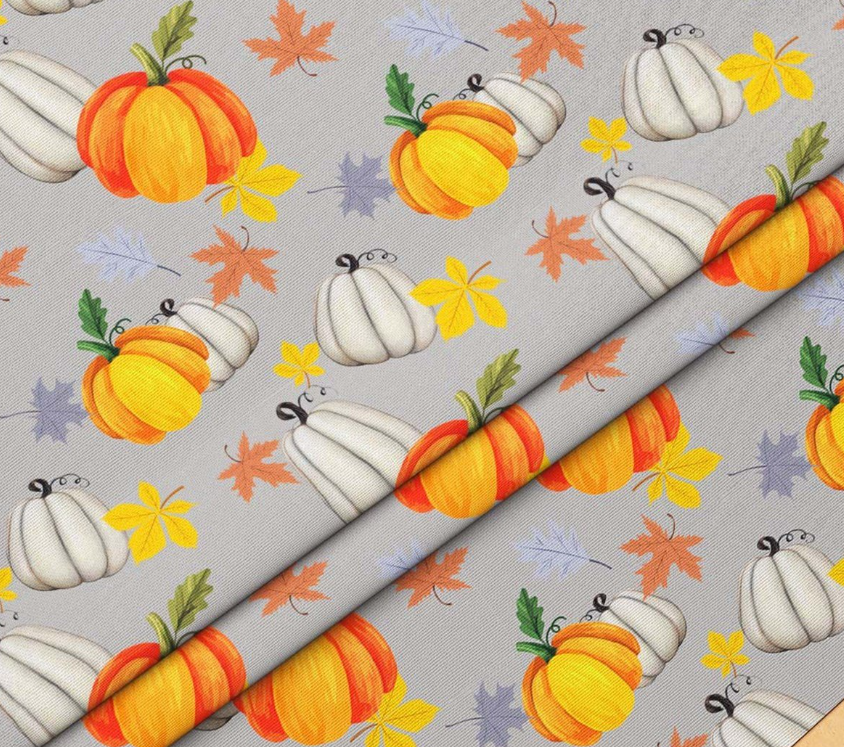 Gray Background Pumpkin Patterned Fabric SCB033 