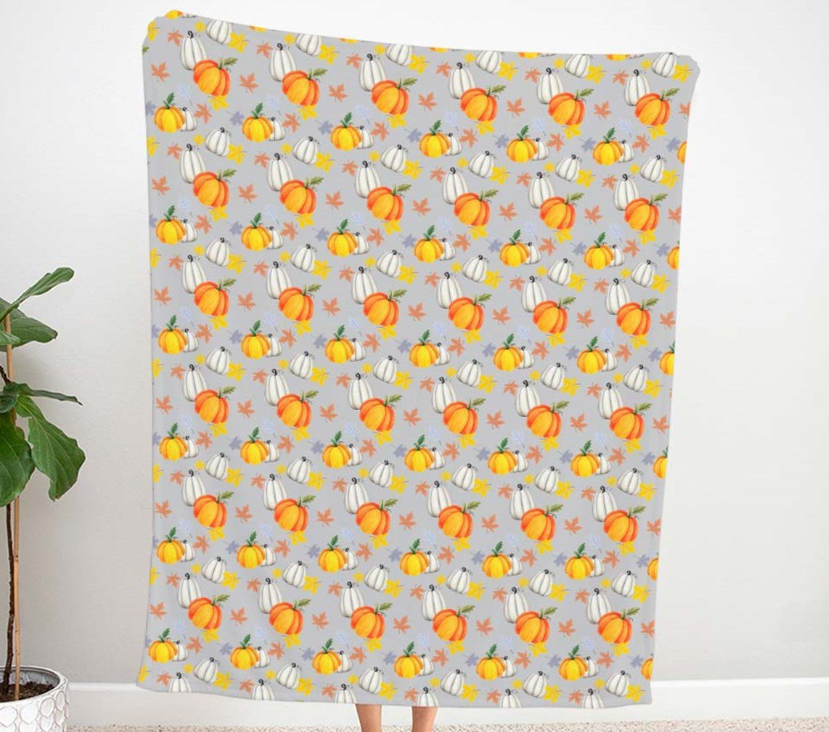 Gray Background Pumpkin Patterned Fabric SCB033 