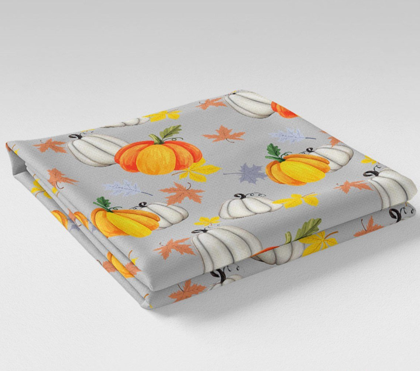 Gray Background Pumpkin Patterned Fabric SCB033 