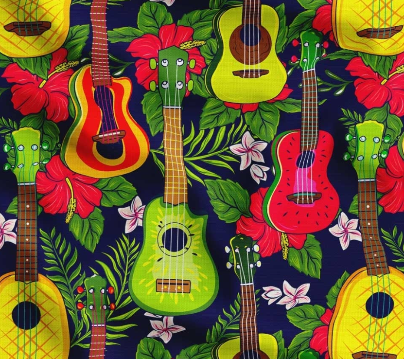 Guitar Patterned Pop Art Fabric SCB074 