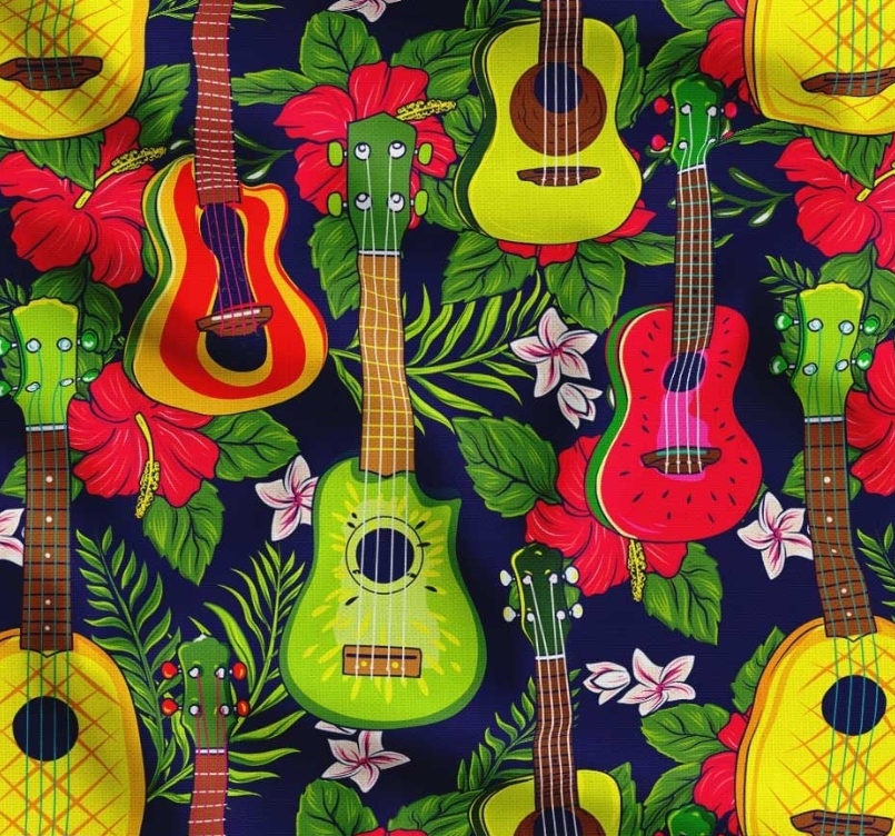 Guitar Patterned Pop Art Fabric SCB074 