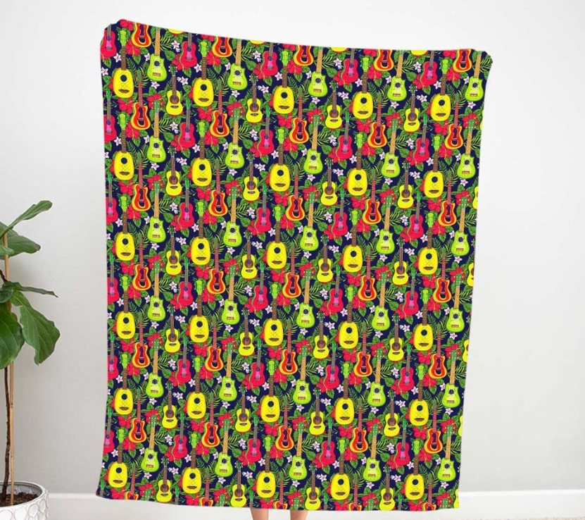 Guitar Patterned Pop Art Fabric SCB074 