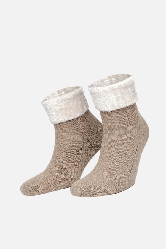 Lambswool Single Beige Ankle Sock SCB-308 