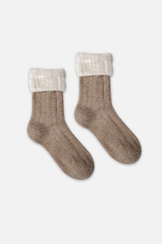 Lambswool Single Beige Ankle Sock SCB-308 