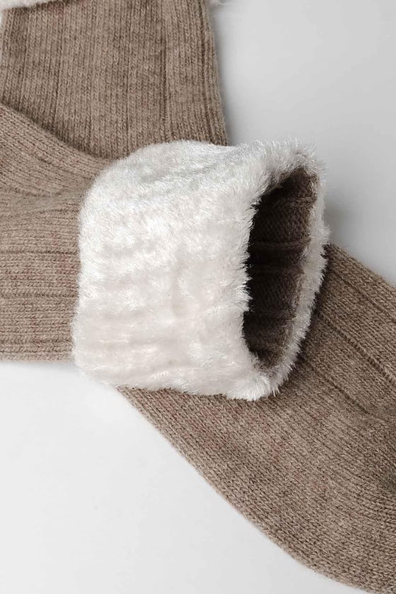 Lambswool Single Beige Ankle Sock SCB-308 