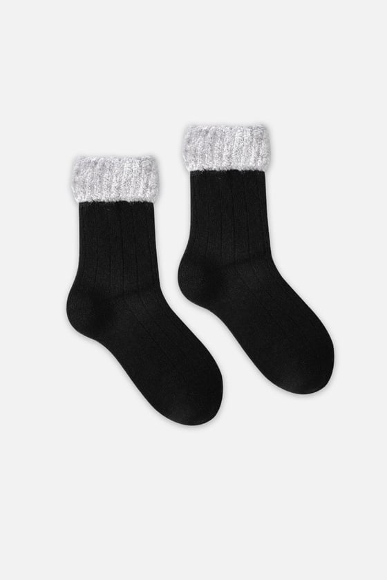 Lambswool Single Black Ankle Sock SCB-305 