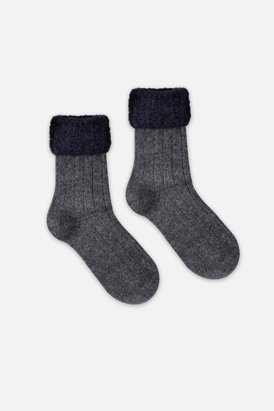 Lambswool Single Grey Ankle Sock SCB-307 