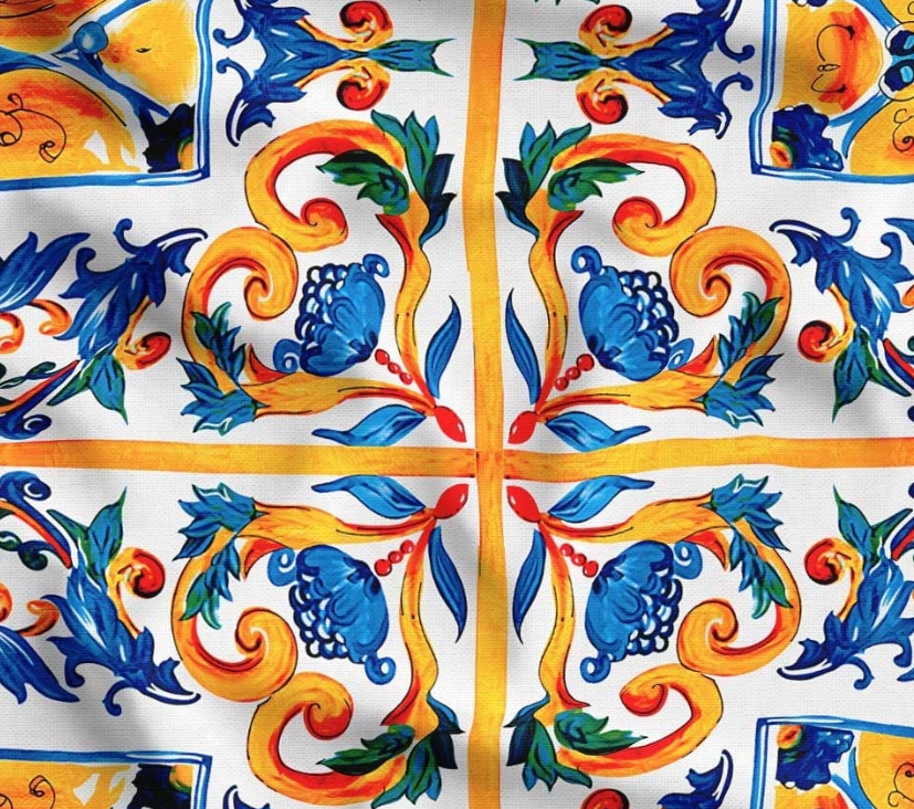 Majolica Tile Patterned Fabric SCB-427 