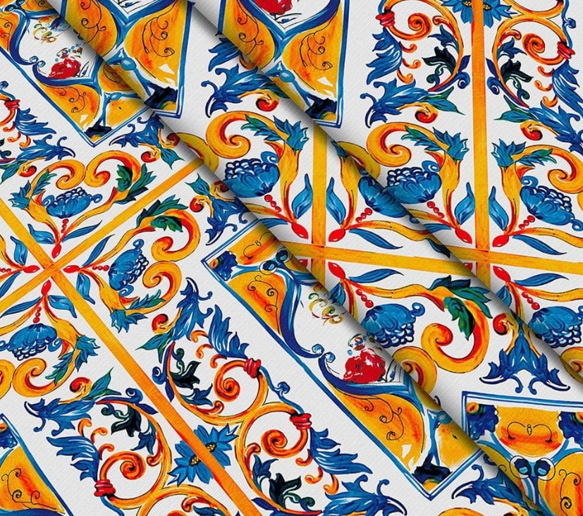 Majolica Tile Patterned Fabric SCB-427 