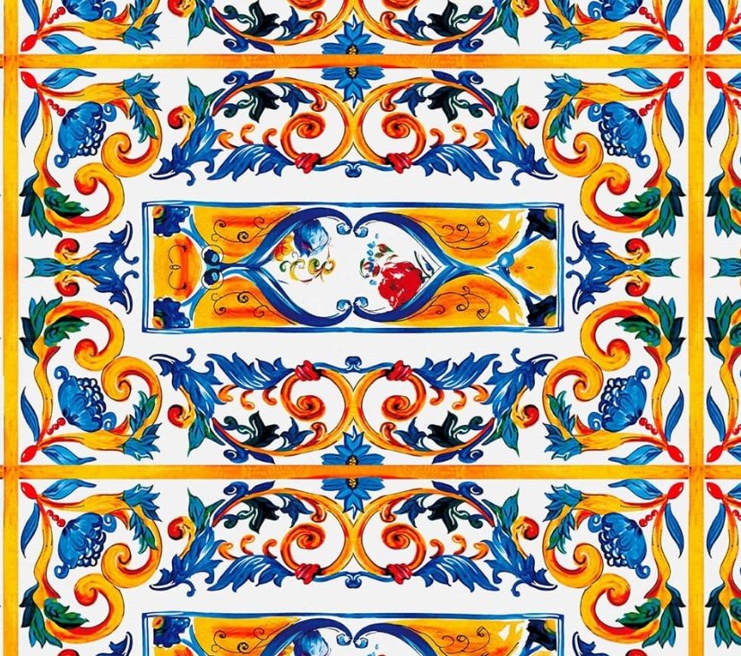 Majolica Tile Patterned Fabric SCB-427 