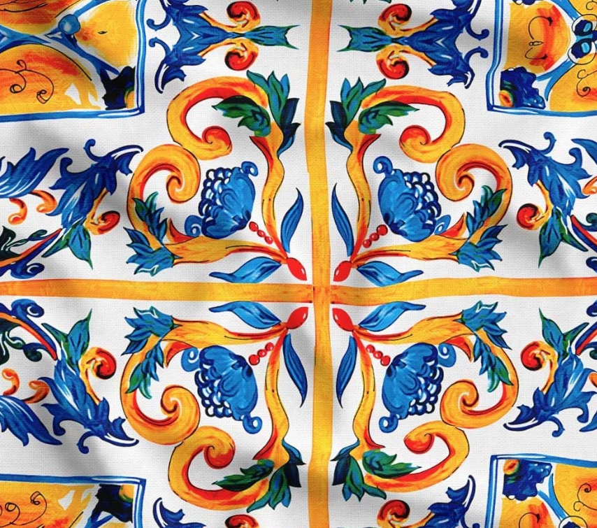 Majolica Tile Patterned Fabric SCB-427 