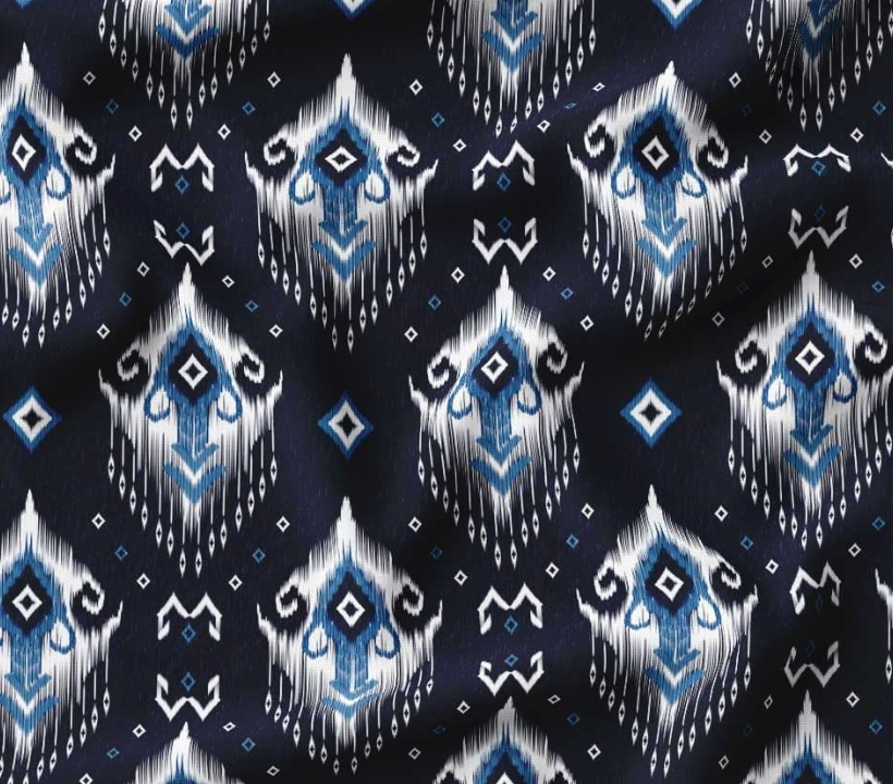 Navy Tribal Ethnic Patterned Fabric SCB-396 