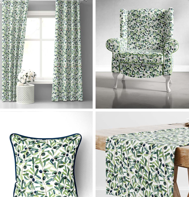 Olive and Leaf Patterned Fabric SBC-120 