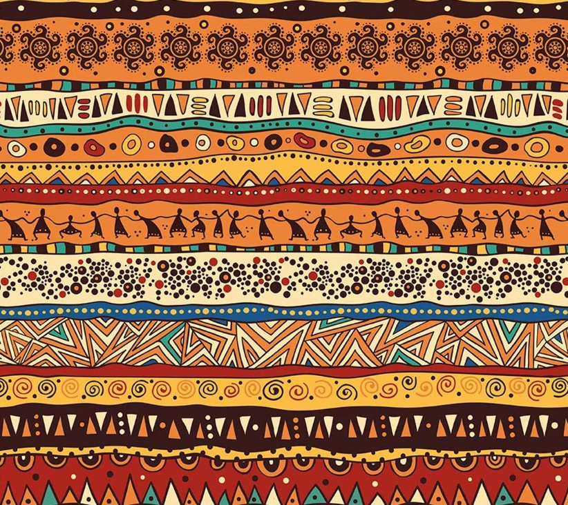 Orange African Patterned Fabric SCB-443 