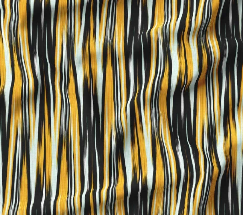 Orange Black Zigzag Ikat Patterned Fabric SCB-384 