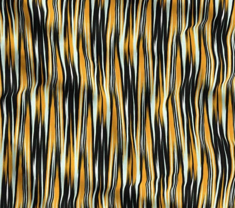 Orange Black Zigzag Ikat Patterned Fabric SCB-384 