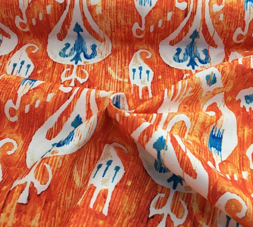 Orange Blue Ikat Patterned Fabric SCB-404 