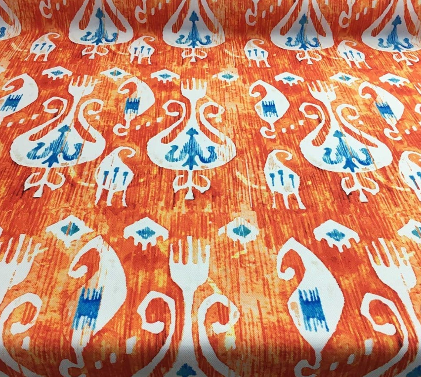 Orange Blue Ikat Patterned Fabric SCB-404 