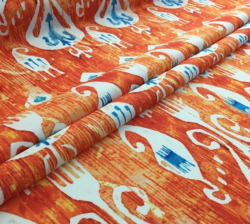 Orange Blue Ikat Patterned Fabric SCB-404 