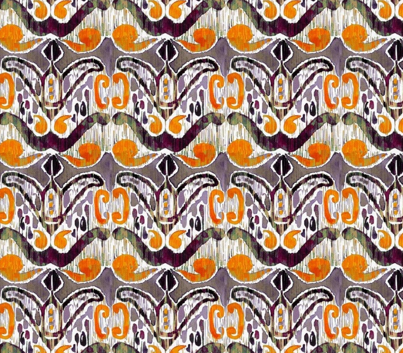 Orange Purple Ikat Patterned Fabric SCB-387 