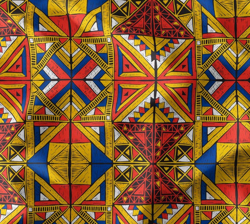 Orange and Blue African Patterned Fabric SCB-444 