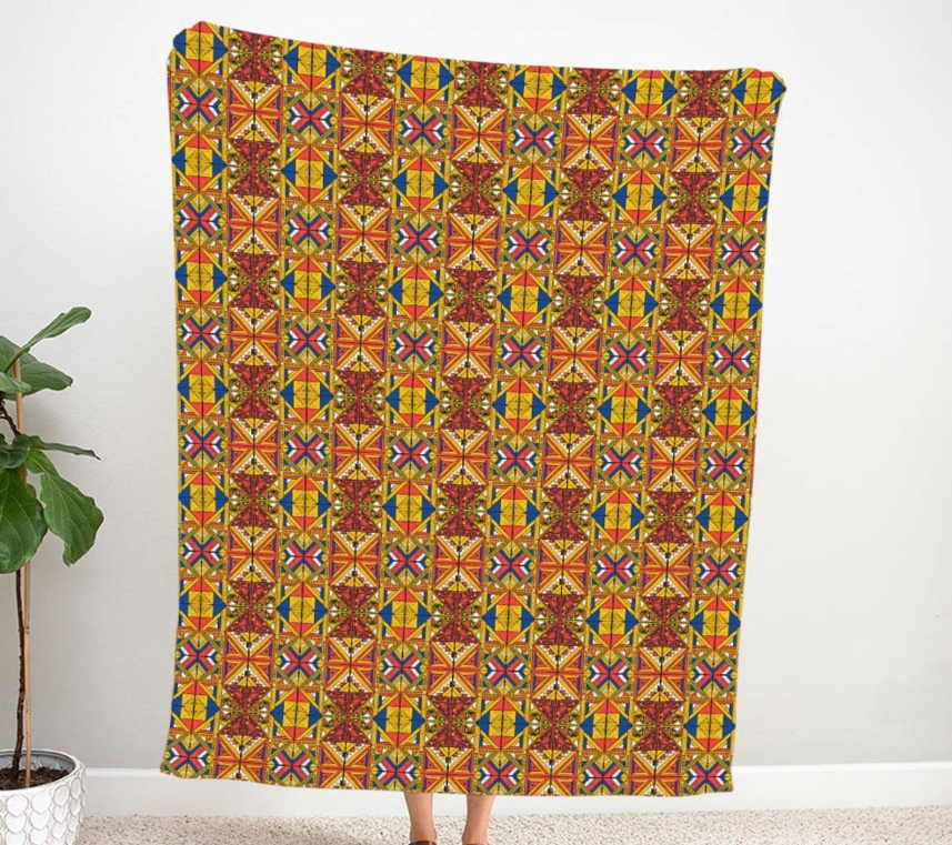 Orange and Blue African Patterned Fabric SCB-444 