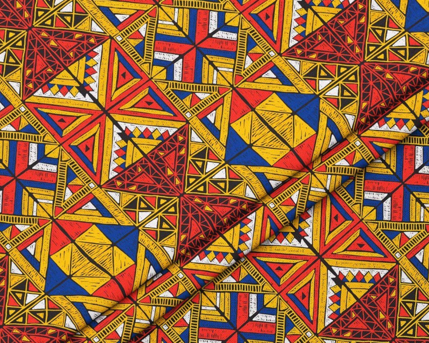 Orange and Blue African Patterned Fabric SCB-444 