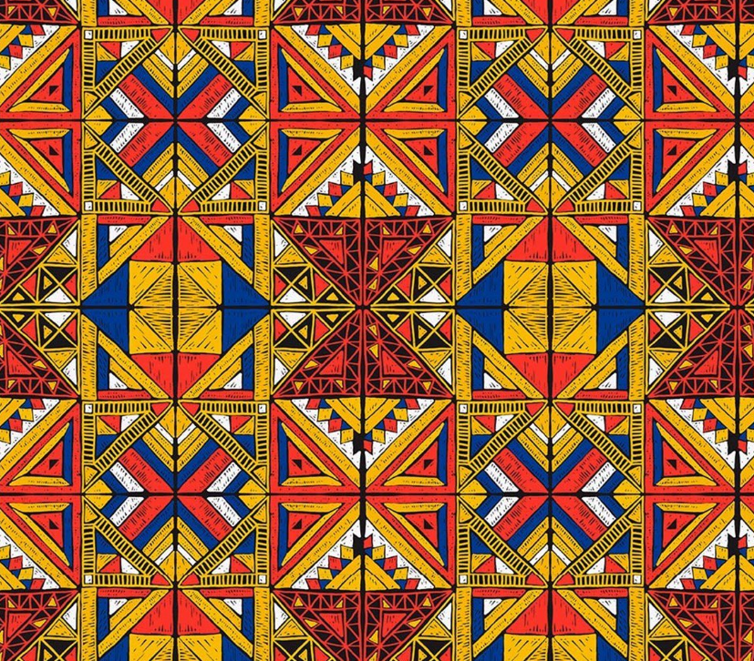 Orange and Blue African Patterned Fabric SCB-444 