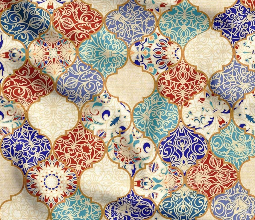 Patchwork Moroccan Patterned Fabric SCB-405 