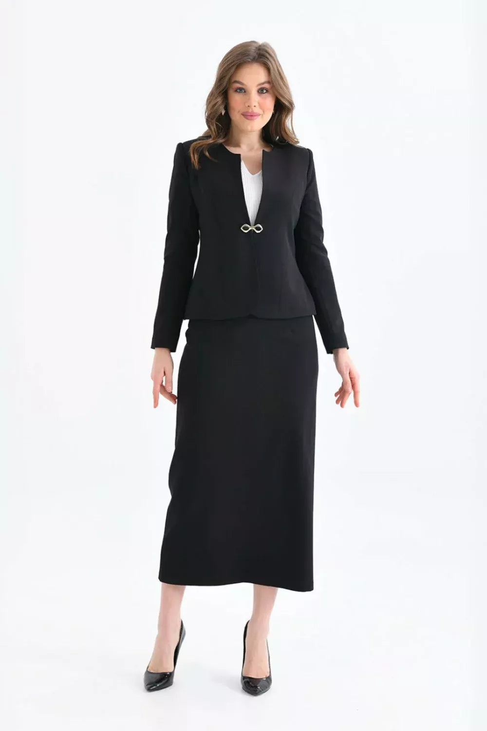 Pencil Skirted Suit Black 