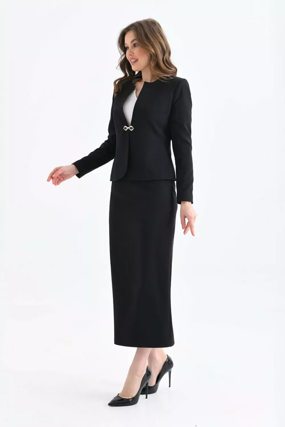 Pencil Skirted Suit Black 