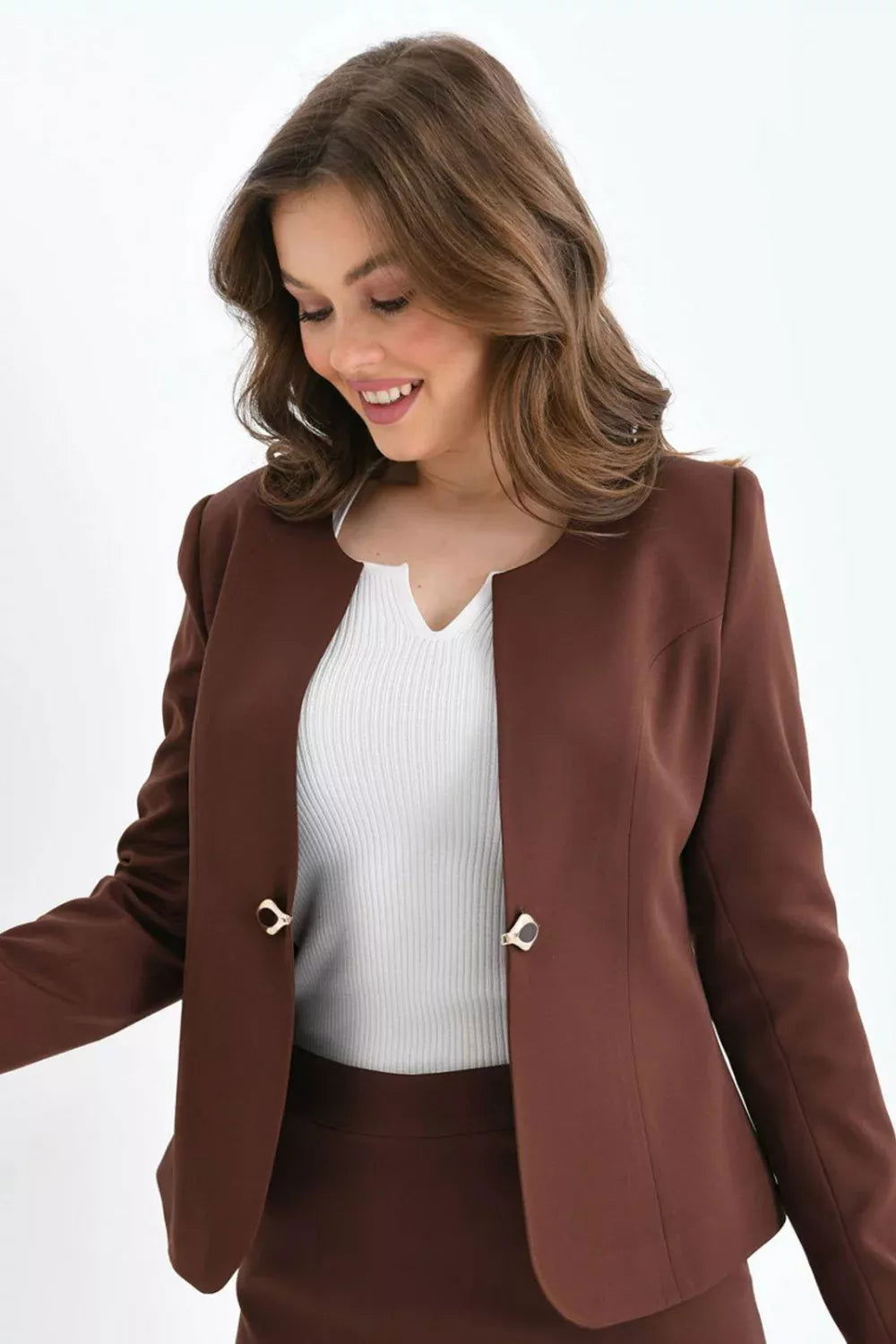 Pencil Skirted Suit Brown 