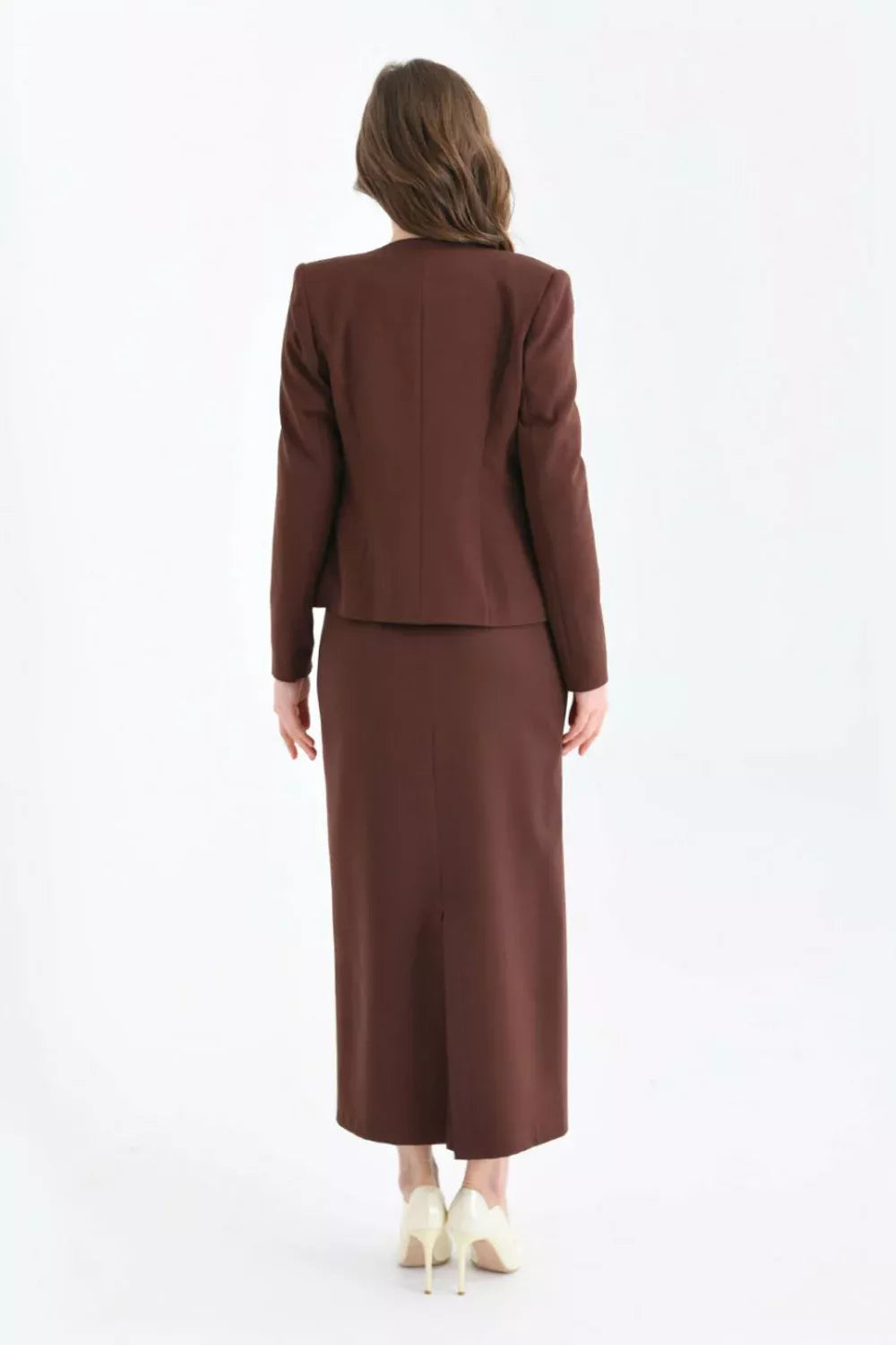 Pencil Skirted Suit Brown 