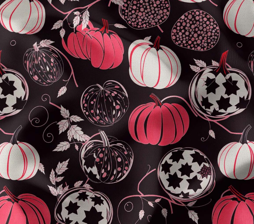 Pink Pumpkin Patterned Fabric SCB047 