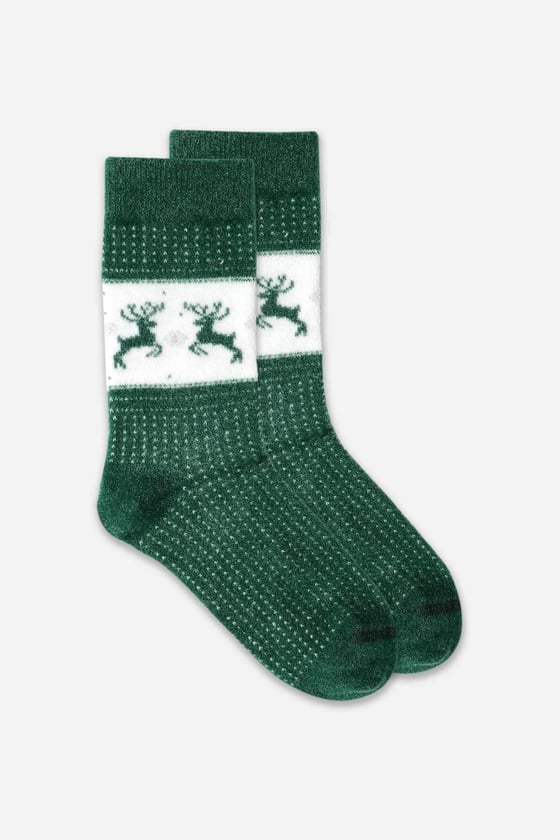 Plush Single Reindeer Patterned Christmas Themed Sock SCB-284 