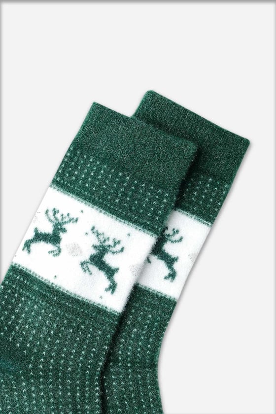 Plush Single Reindeer Patterned Christmas Themed Sock SCB-284 