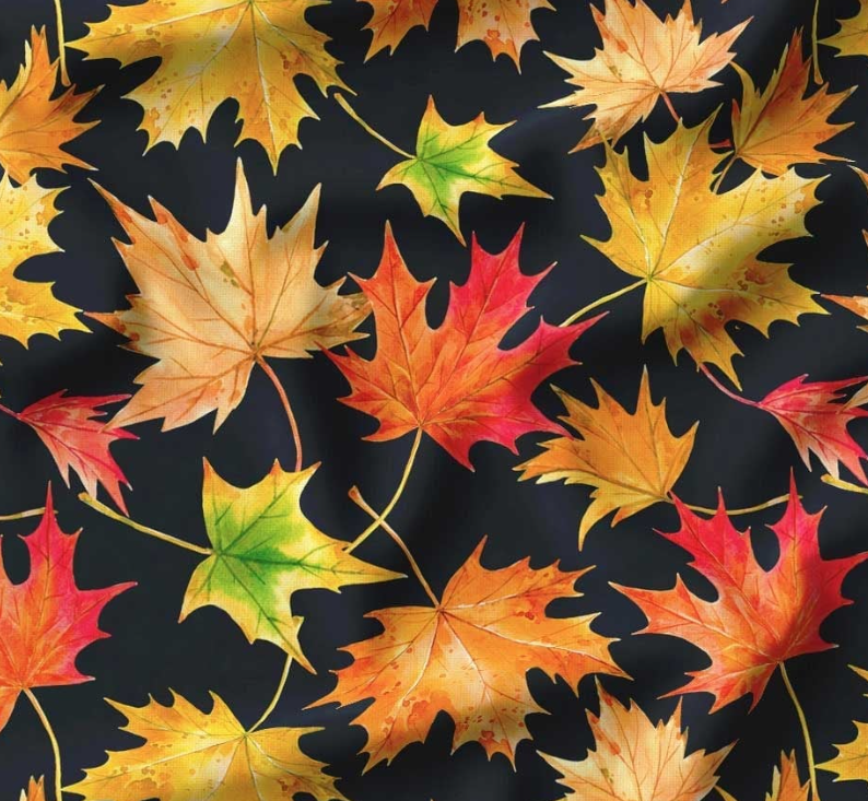 Pointed Autumn Leaves Patterned Fabric SCB031 