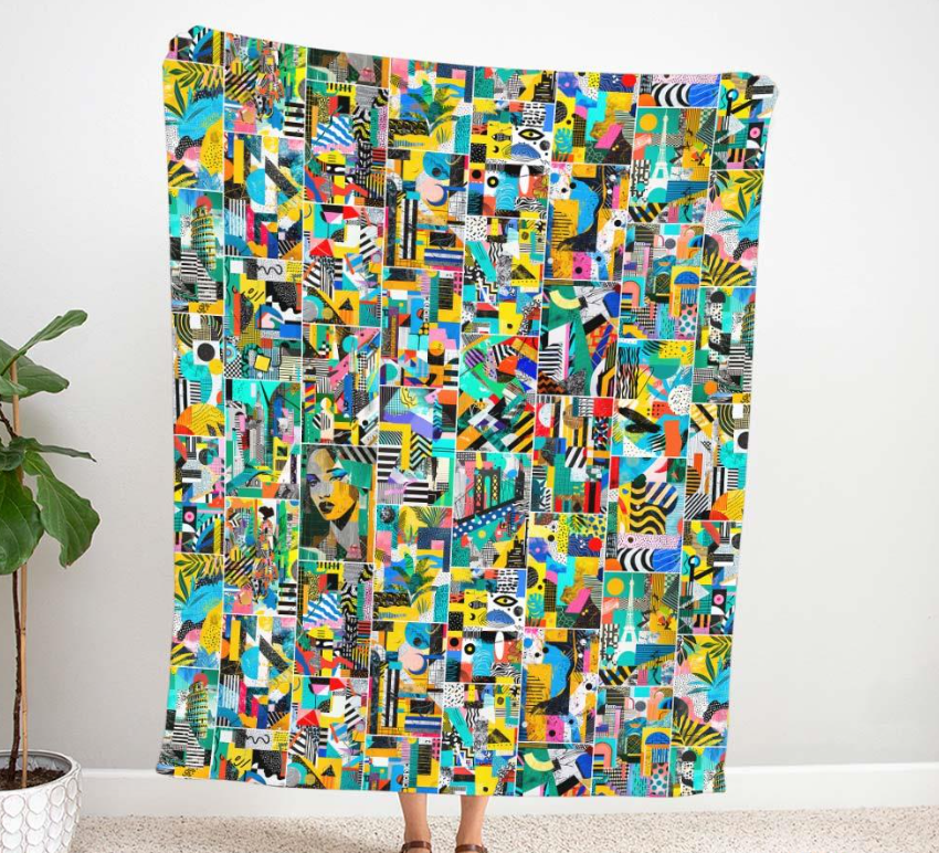 Pop Art Collage Patterned Fabric SCB103 