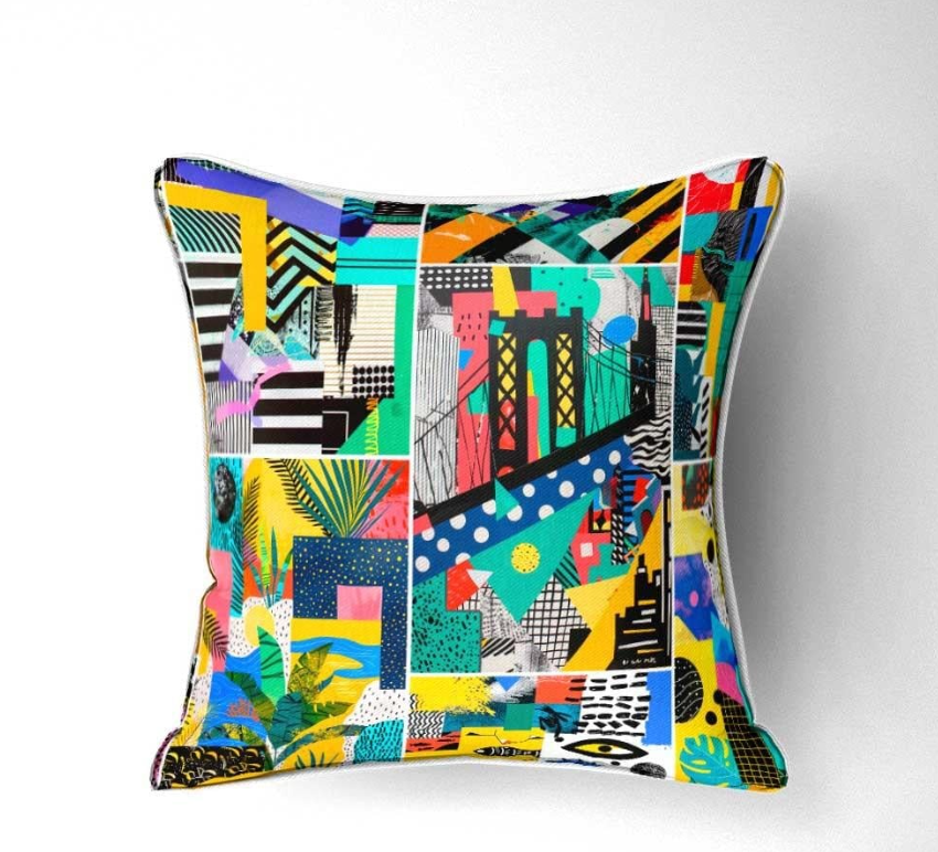 Pop Art Collage Patterned Fabric SCB103 