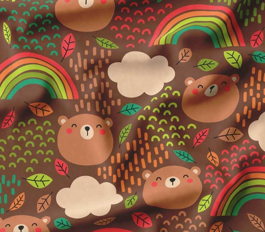 Rainbow Teddy Bear Patterned Fabric SCB-271 