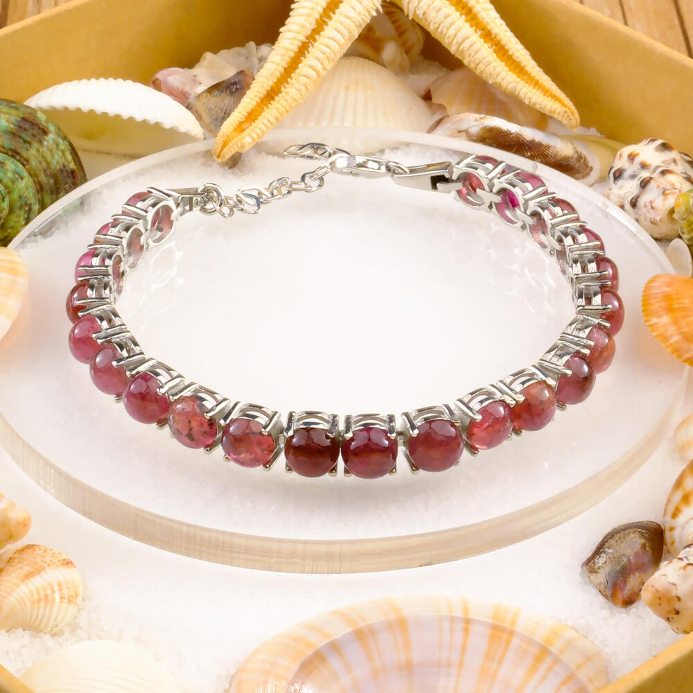 Ruby Gemstone Silver Bracelet SCB-013 